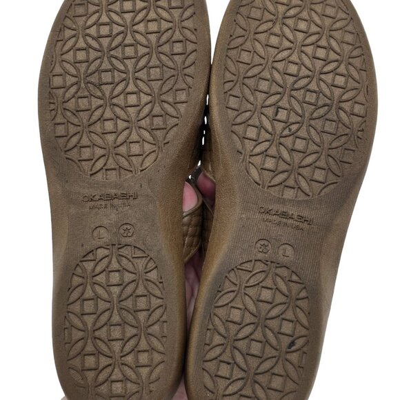 Women's - Okabashi Brown Cross Strap Slide Sandals, Size Large - Picture 9 of 12